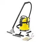 Kärcher Lava-aspiradora SE 4002, Limpieza Profunda en Superficies Textiles Mediante Pulverización, Aspiradora Seco y Húmedo, 1400 W, 4+4L Depósito Agua Limpia/Sucia, color negro/amarillo