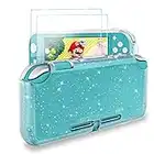 DLseego Funda Compatible con Switch Lite 2019,Crystal Glitter Bling Suave TPU Cubierta Amortiguador Antiarañazos para Switch Lite Funda Protectora+[2 Pack] Protectores Pantalla de Vidrio Templado