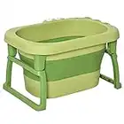 HOMCOM Baby Bathtub for 0-6 Years Collapsible Non-Slip Portable with Stool Seat for Newborns Infants Toddlers Kids - Green