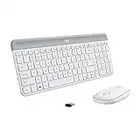 Logitech MK470 Slim Wireless Keyboard and Mouse Combo - Modern Compact Layout, Ultra Quiet, 2.4 GHz USB Receiver, Plug n' Play Connectivity, Compatible with Windows - Off White