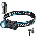 TrustFire MC12 Linterna frontal LED linterna recargable de 1000 lúmenes ajustable de 180 °, Cable de carga USB magnético para acampar al aire libre Senderismo Correr