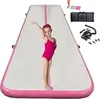 Tumbling Gymnastics Mat Inflatable 10ft Gym Tumble Mats 4 Inch Thickness for Home Use/Training/Cheerleading/Yoga/Water Fun with Electric Pump(Pink,3m)…