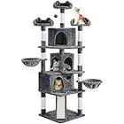 Yaheetech Árbol Rascador para Gatos Torre Escalador para 1-3 Gatos Medianos Rascador Postes con Plataforma 50x50x194cm Gris Oscuro