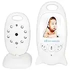 indoor Moniteur Bébé, Moniteur Vidéo pour Bébé Sans Fil, Écran LCD, 2.4 GHz Vidéo Numérique 480p, Vidéosurveillance Audio Bidirectionnelle Nocturne Vision - 【Blanc】