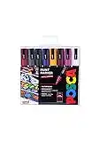 POSCA PC-5M Water Based Permanent Marker Paint Pens. Premium Medium Tip for Arts and Crafts. Multi-surface Use On Wood, Metal, Paper, Cardboard, Glass, Fabric, Ceramic & Stone. Set of 8 Deep Colours