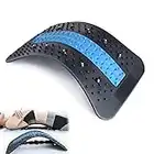 Trasera para aliviar el dolor de espalda baja, estiramiento de espalda para cama/silla de coche, altura ajustable, soporte lumbar espinal, soporte inferior y superior de la espalda (negro azul)