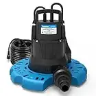 Acquaer 1/4 HP Automatic Swimming Pool Cover Pump, 115 V Submersible Pump with 3/4” Check Valve Adapter & 25ft Power Cord, 2250 GPH Water Removal for Pool, Hot Tubs, Rooftops, Water Beds and more