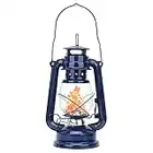 Oil Burning Lantern, Hurricane Lantern Farmer Lantern Vintage Hurricane Lantern Oil Lamp Indoor Outdoor Lantern for Hanging or Tabletop(Blue)