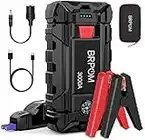 BRPOM Booster Batterie 3000A 26800mAh Démarreur de Batterie Portable Jump Starter pour Véhicule (Jusqu'à 10L Gaz ou 8.0L Gazole) Démarrage de Voiture avec Pinces de Sûreté Intelligentes (3000A)