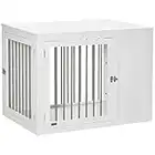 PawHut Furniture Style Dog Crate with Two Doors, End Table Pet Cage Kennel with Locks, for Medium and Large Dogs - White