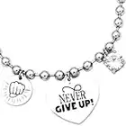 dalcuore Bracciale Motivazionale, Ipoallergenico, Idee Regalo Donna Compleanno Migliore Amica Braccialetto Ragazza Frase Portafortuna da regalare X Laurea Never give up