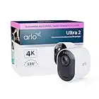 Arlo Ultra 2 Telecamera Aggiuntiva Wi-Fi Esterno Senza Fili, 4K UHD, 180° Visione Notturna Colori, Sirena, Rilevamento Movimento, Audio Bidirezionale, Stazione Base Necessaria Venduta Separatamente