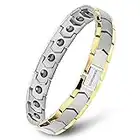 Braccialetto magnetico da uomo, braccialetto magnetico in acciaio al titanio, braccialetto magnetico completo con 18 magneti, (Bracciale Magnetico Argento Oro)