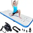 SUDOO 3M Inflatable Gymnastics Mat Tumbling Mat With Electric Air Pump 10cm Thick Air Floor Practice Gymnastics Workout Mat Practice for Home Use Gym Yoga Outdoor Beach (Blue)