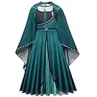 Lito Angels Reine des Neiges Deguisement Robe de Reine Anna avec Cape pour Enfant Filles, Taille 4-5 ans, Vert, Manche Longue