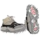 BLUEVER Crampons Ice Cleats Traction Snow Grips for Boots Shoes with 32 Stainless Steel Spikes Anti Slip for Walking,Hiking,Climbing,Fishing and Mountaineering