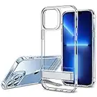 ESR Metall Ständer Hülle Kompatibel mit iPhone 13 Pro Hülle, Transparent, Patentierter Two-Way Ständer, Verstärkter Sturzschutz, Dünne Handyhülle, Flexibler Rahmen, Harte Rückseite, Klar