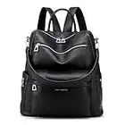 LING SHUIWEN Damen Rucksack Geldbörse Wasserdichte Leder Cabrio Multifunktion Große Rucksack Damen Ledertasche Leichtgewicht Reiserucksack Umhängetaschen Daypack Schultertasche Mode（Schwarz）…