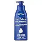 NIVEA Lait Crème Nourrissant 48h Peaux Sèches à Extra Sèches (1 x 400 ml), Crème hydratante avec Concentré de Soin & Huile d’Amande Douce, Lait corps nutrition intense