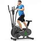 Ellittiche, Ellitticha per la casa - Neezee 2 IN 1 Cyclette per cross trainer con sedile, monitor LCD intelligente, allenamento migliorato per tutto il corpo, fino a 120 kg nero