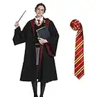 DEHUA Costume de cape de robe de sorcier,ensemble de costumes Harry Potter,robes de Gryffondor cravate pour déguisements,cosplay de fête,costumes de carnaval et d'halloween (M,rouge)