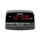 SHARP Digital Alarm Clock with Keyboard Style Controls, Battery Back-up, Easy to Use with Simple Operation, Black Case with Red LED Display