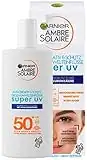 Garnier Antioxidatives Super UV-Sonnenschutz-Fluid mit LSF 50+, Leichte und nicht fettende Sonnencreme mit Hyaluronsäure, Ambre Solaire, 40 ml