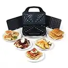 Salter EK2143 3-in-1 Snack Maker - Deep Fill Waffle Iron, Sandwich Panini Press & Toastie Maker, Interchangeable Non-Stick Plates, 900W, Indicator Lights, Automatic Temperature & Cool Touch Handle