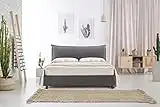 EVERGREENWEB - Letto Matrimoniale con Moderno Box Contenitore e Rete 160x200 a Doghe in Legno Elegante Testiera Tessuto Imbottito SFODERABILE Ideale per Camera da Letto Grigio