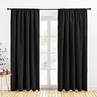 PONY DANCE Black Out Curtains - Energy Saving Thermal Insulated Blackout Curtains/Window Coverings for Living Room Home Decoration, 70 W x 84 L, Black, 2 Panels