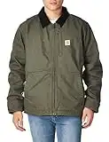 Carhartt Men's Full Swing Loose Fit Washed Duck Fleece-Lined Jacket, Moss, Large