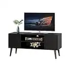 Function Home TV Stand with Storage, Modern Entertainment Center Black, TV Console for TVs up to 55", Table with Shelves and Doors for Living Room, Entertainment Room, Office