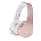 PowerLocus Cuffie Wireless Over-Ear, Cuffie Bluetooth Senza Fili Pieghevoli, Cuffie con Microfono Incorporato, HiFi Stereo, Micro SD/TF, FM per iPhone/Android/Viaggio/PC (Oro Rosa)