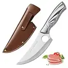 Fubinaty 5 Inch Japanese Chef Knife SK5 High Carbon Stainless Steel Kitchen Knives with Leather Sheath and Ergonomic Phoenix Tail Handle Cooking Knife for Home, Camping, BBQ