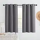 PONY DANCE Grey Blackout Curtains - Thermal Insulated Grommet Curtain Panels Room Darkening for Kitchen/Bedroom Window Treatments Home Decoration, 42 inches Wide by 45 inches Long, 1 Pair