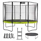 Kangui - Trampoline de Jardin Rond 430 cm + Filet + échelle + bâche + kit ancrage | PUNCHI Vert 430