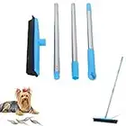 Balai en caoutchouc, balai télescopique pour tapis de sol, outils de nettoyage pour élimination de la poussière de poils d'animaux(Bleu)