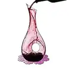 BOQO Vino Decanter, 1.2L Caraffa Vino, Vino Decantare di Cristallo Bicchiere, Decanter per Vino E Simpatico Sottobicchiere, Vino Accessori Regalo di Vino