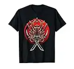 Samouraï japonais, crâne de démon Oni, sabre katana T-Shirt