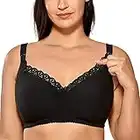 Gratlin Femme Soutien-Gorge d'allaitement en Coton Grande Taille sans Armature Noir 100H