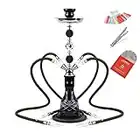 21.6" 4 Hose Hookah Set Hookahs Shisha Complete Set, Portable Glass Hookah Shisha Set Easy To Disassemble And Clean Glass Combination Kit,Black