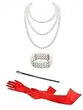 Zivyes Red Gloves Cruella Deville Costume Women Dalmatian Accessories Necklace Bracelet Gloves Plastic Holder