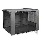 HiCaptain Folding Metal Dog Crate Cover for 24 Inch Wire Pet Cage(Two-Tone Gray)
