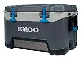 Igloo BMX 52 Quart Cooler with Cool Riser Technology, Fish Ruler, and Tie-Down Points - 16.34 Pounds - Carbonite Gray and Blue