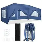 COBIZI Pavillon 3x6M, Wasserdicht, Faltpavillon mit 6 Seitenteilen Stabile UV-Schutz 50+ Pop Up Gartenpavillon Partyzelt für Garten Festivals Camping (3x6M mit 6 Seitenteilen, Blau)