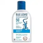 BLUE LIZARD Sensitive Mineral Sunscreen with Zinc Oxide, SPF 50+, Water Resistant, UVA/UVB Protection with Smart Bottle Technology - Fragrance Free, 5 oz