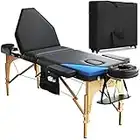 Luxton Home 3-Section Premium Memory Foam Massage Table with Rolling Travel Case - Easy Set Up