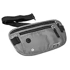 Money Belt with RFID Blocking and Earphone Hole, Hidden Passport Holder Travel Wallet, Lightweight Fanny Pack for Men and Women, Gray