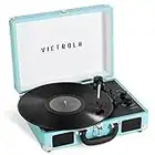 Victrola Journey+ Vintage 3-Speed Bluetooth Portable Suitcase Record Player with Built-in Speakers | Upgraded Turntable Audio Sound| Includes Extra Stylus | Turquoise (VSC-400SB-TRQ-SDF)