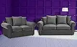 Dark Grey Plush Fabric sofa 3 seater and 2 seater Sofa sets For Living Room 3+2 seater sofa -Delivery All Over UK 022